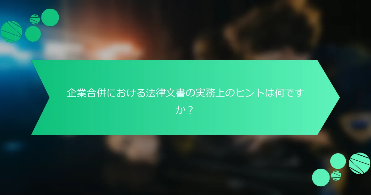 企業合併における法律文書の実務上のヒントは何ですか？