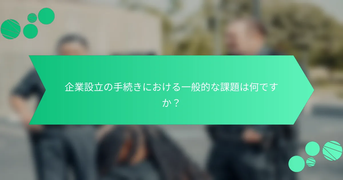 企業設立の手続きにおける一般的な課題は何ですか？
