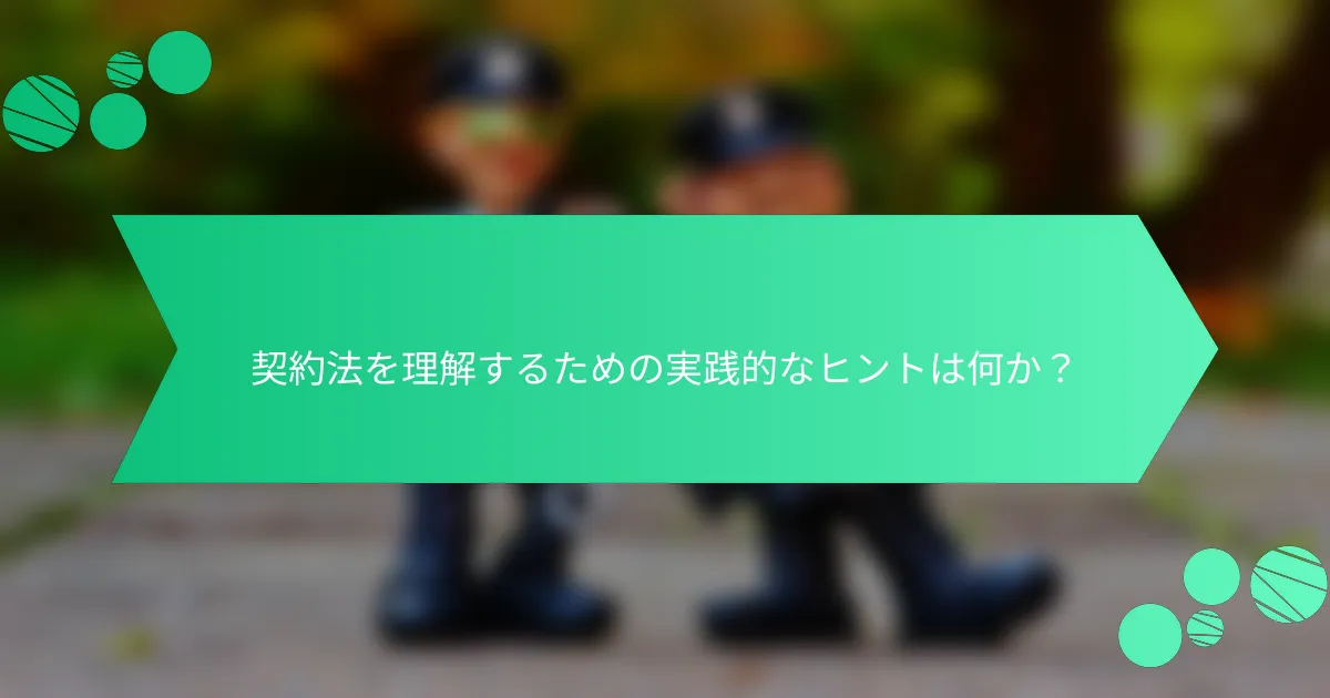 契約法を理解するための実践的なヒントは何か？