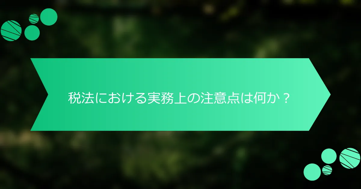 税法における実務上の注意点は何か？